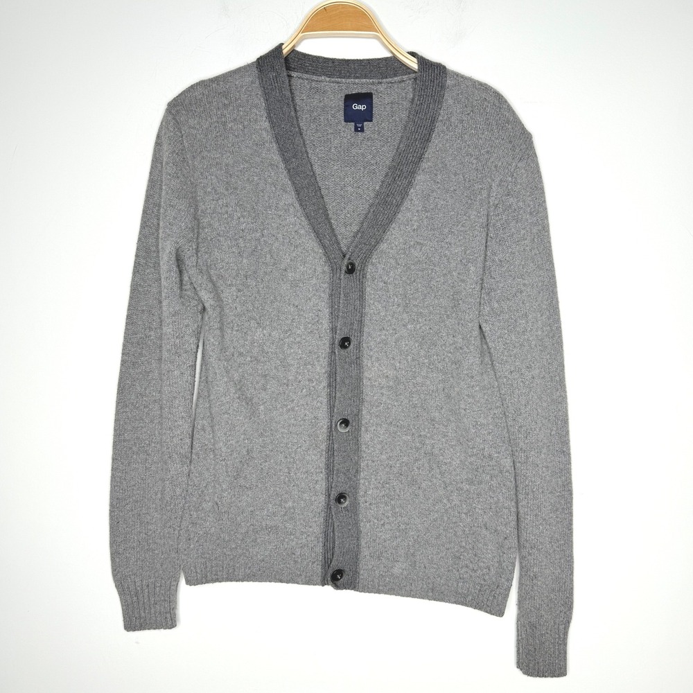 Gap‎ Men Gray Button Up Cardigan Sweater Knit Size Medium Cotton Blend